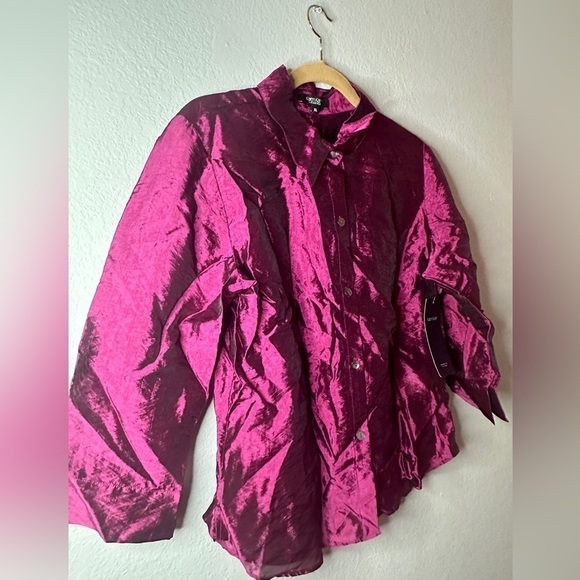 New With Tags Karen Kane Optic 3/4 Sleeve Button Down Shirt Women’s Size XL - Picture 2 of 9